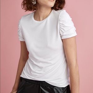 ELIE TAHARI KIRA PUFF SLEEVE KNIT IN WHITE SIZE SMALL